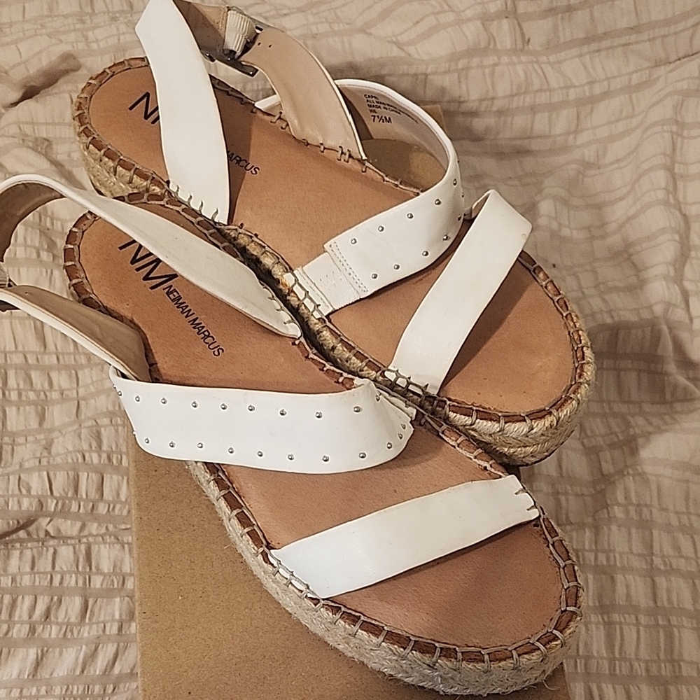 Neiman Marcus Cream Espadrille Sandals